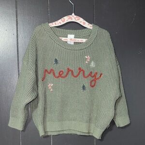 Festive Green 'Merry' Kids Sweater